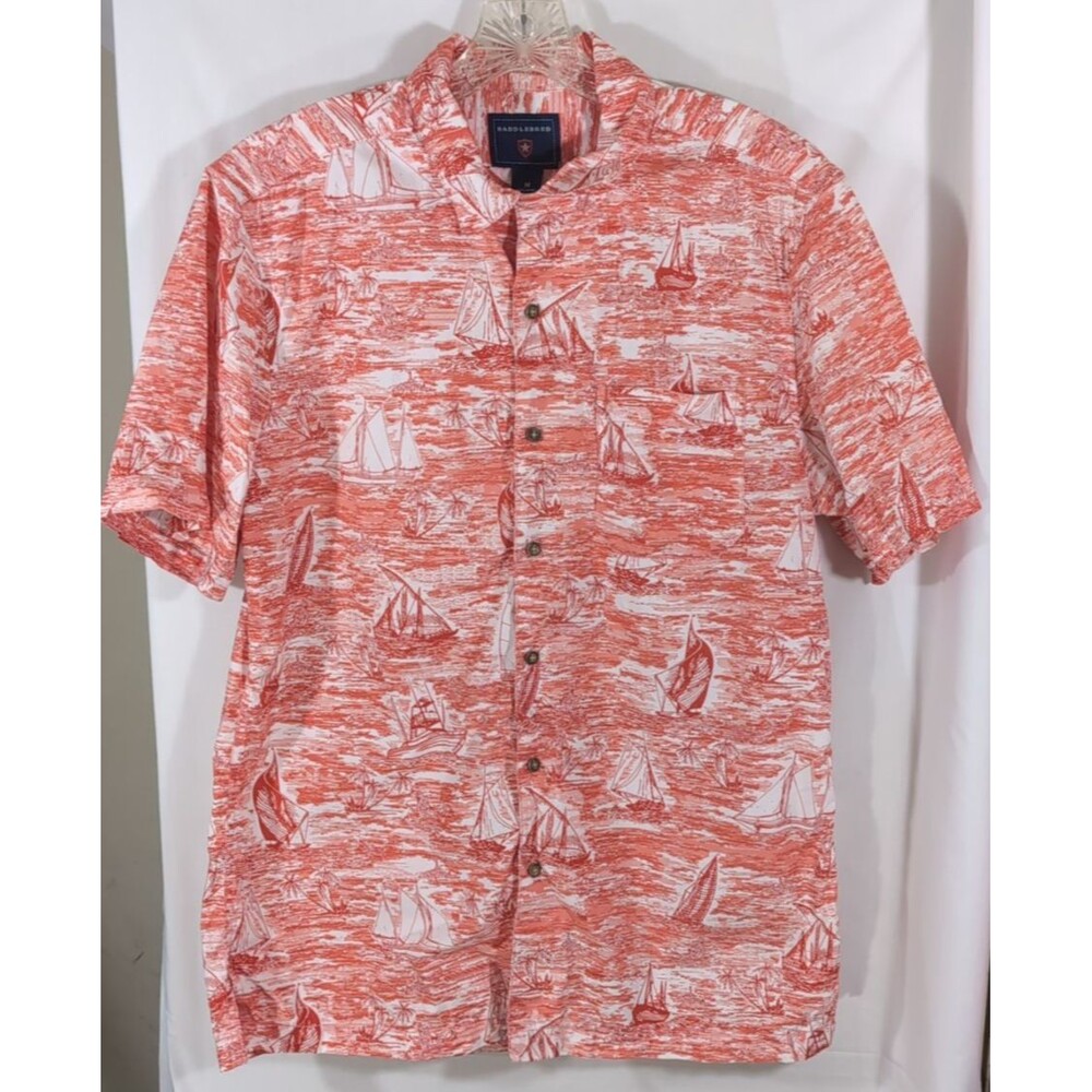 SADDLEBRED Nautical Print Multicolor Men's Button Up Shirt Size Medium